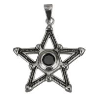 Acier inoxydable Pendentif étoile, avec strass & noircir Environ Vendu par PC