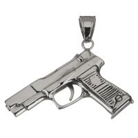 Pendentifs en acier inoxydable, pistolet, couleur originale Environ Vendu par PC