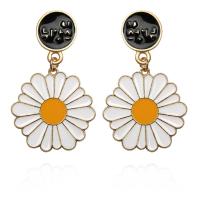 Enamel Zinc Alloy Drop Earring, Flower, plated, fashion jewelry & for woman 