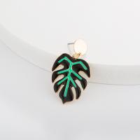 Enamel Zinc Alloy Drop Earring, Leaf, plated, fashion jewelry & for woman 