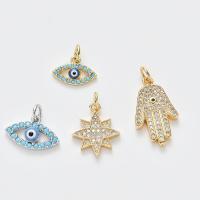 laiton Pendentif, motif de mauvais œil & styles différents pour le choix & pavé de micro zircon, Environ Vendu par lot