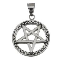 Stainless Steel Star Pendant, pentagram, original color Approx 