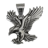 Edelstahl Tier Anhänger, Adler, Schwärzen, 30x35x2mm, Bohrung:ca. 7x7.5mm, verkauft von PC