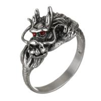 Fingerring Edelstahl-Mann, Edelstahl, mit Glas, Drachen, für den Menschen & Schwärzen, 13mm, Größe:11, verkauft von PC