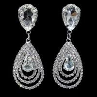 Boucle d'oreille de zinc alliage strass goutte, alliage de zinc, avec cristal, larme, Placage de couleur platine, pour femme & avec strass, plus de couleurs à choisir Vendu par paire