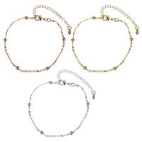 Brass Bracelets, with 2Inch extender chain, plated, for woman 3mm Approx 6.5 Inch 