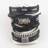 PU Leather Cord Bracelets, Zinc Alloy, with PU Leather, antique silver color plated, multilayer & adjustable & for woman Approx 7.5 Inch 