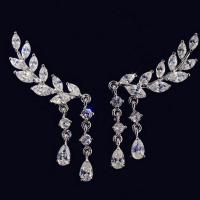 Zinc Alloy Rhinestone Drop Earring, Leaf, plated, for woman & with rhinestone 