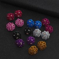 Zinc Alloy Rhinestone Stud Earring, Flower, plated, for woman & with rhinestone 23mm 