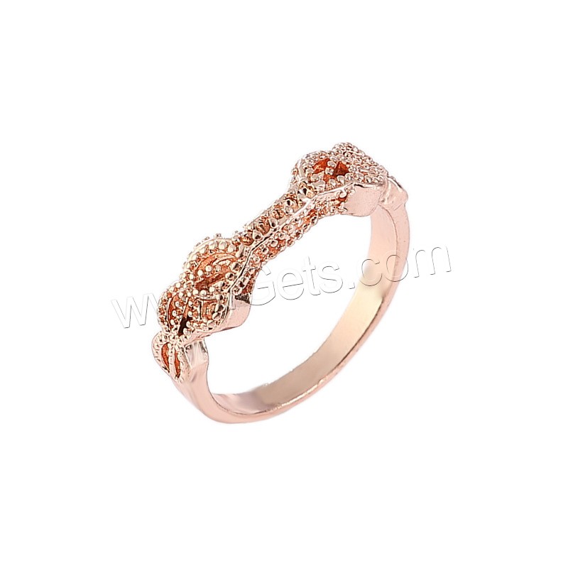 aleación de zinc anillo de los pares, Chapado en oro rosa 18K, 2 piezas & unisexo & diverso tamaño para la opción & micro arcilla de zirconia cúbica, Vendido por Set