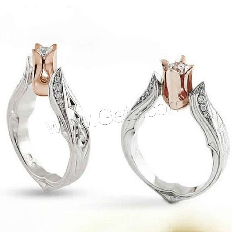 Zinc Alloy Finger Ring, silver color plated, different size for choice & micro pave cubic zirconia & for woman, Sold By PC