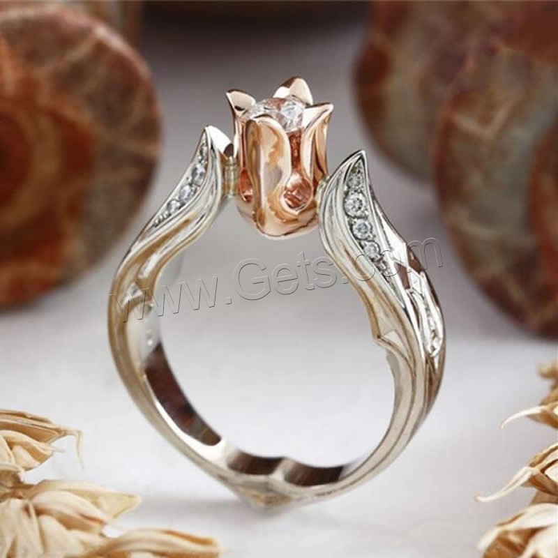 Zinc Alloy Finger Ring, silver color plated, different size for choice & micro pave cubic zirconia & for woman, Sold By PC