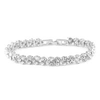 Pulseras de cristal de aleación de zinc, aleación de cinc cierre en enclavamiento, chapado, micro arcilla de diamantes de imitación & para mujer, más colores para la opción, longitud:aproximado 6.6 Inch, Vendido por Sarta