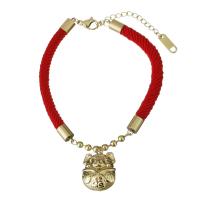 Edelstahl Charm Armband, mit Nylonschnur, mit Verlängerungskettchen von 1.5Inch, goldfarben plattiert, Armband  Bettelarmband & für Frau, 14x18mm,5mm, Länge:ca. 7 ZollInch, verkauft von Strang