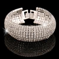 Zink Legierung Strass Armbänder, Zinklegierung, plattiert, für Frau & mit Strass, keine, 16mm, Länge:ca. 7.49 ZollInch, verkauft von Strang