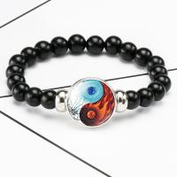 Acryl Armband, mit organisches Glas & Zinklegierung, plattiert, unterschiedliche Farbe und Muster für die Wahl & Einstellbar & Zeit Edelstein Schmuck & unisex, 18mm, Länge:ca. 7 ZollInch, verkauft von Strang