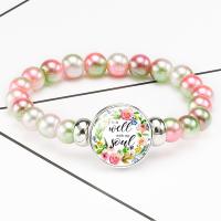 Acrylique bracelet, avec verre organique & alliage de zinc, Placage, différentes couleurs et motifs pour le choix & détachable & temps bijou bijoux & pour femme, 18mm Environ 7 pouce, Vendu par brin