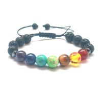 Gemstone Woven Ball Bracelets, plated, Unisex & adjustable .5 