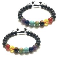 Lava Bead Bracelet, Zinc Alloy, with Lava, plated, Unisex & adjustable, black .5 Inch 