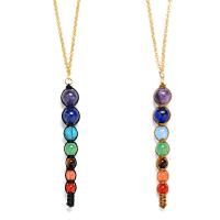 Gemstone Necklaces, Zinc Alloy, with Gemstone, plated, Unisex .6 Inch 