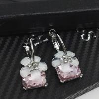 alliage de zinc Huggie Anneau d'oreille, avec cristal, Placage de couleur argentée, pour femme & avec strass, plus de couleurs à choisir Vendu par lot