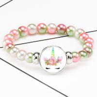 Acrylique bracelet, avec verre organique & alliage de zinc, Placage, différentes couleurs et motifs pour le choix & Fille & temps bijou bijoux, 18mm Environ 7 pouce, Vendu par brin