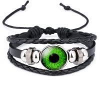 Cuero de PU Pulsera, con Cristal orgánico & aleación de zinc, chapado, multicapa & joyas joya tiempo & unisexo, más colores para la opción, 18mm, longitud:aproximado 10 Inch, Vendido por Sarta