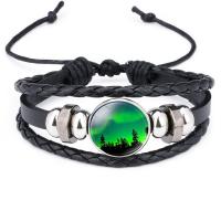 Cuero de PU Pulsera, con Cristal orgánico & aleación de zinc, chapado, diferente color y patrón para la elección & multicapa & joyas joya tiempo & unisexo, 18mm, longitud:aproximado 10 Inch, Vendido por Sarta