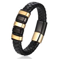 PU Leather Cord Bracelets, with Titanium Steel, Unisex 