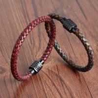 Stainless Steel Bracelet, with PU Leather, Unisex 