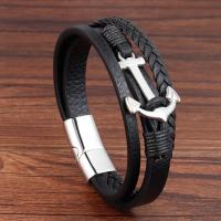 PU Leder Armband, mit Edelstahl, Doppelschicht & unisex & verschiedene Größen vorhanden, verkauft von PC