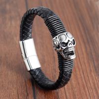 PU Leder Armband, mit Edelstahl, Schädel, unisex & verschiedene Größen vorhanden, verkauft von PC