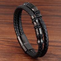 PU Leder Armband, mit Edelstahl, Doppelschicht & unisex & verschiedene Größen vorhanden, verkauft von PC