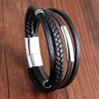 PU Leder Armband, mit Edelstahl, 4-Schicht & unisex & verschiedene Größen vorhanden, schwarz und braun, verkauft von PC