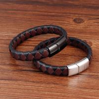 cuir PU bracelet, avec acier inoxydable, unisexe & normes différentes pour le choix, plus de couleurs à choisir, Vendu par PC