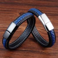 PU Leather Cord Bracelets, with Stainless Steel, Unisex 