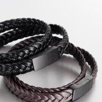 PU Leather Cord Bracelets, with Stainless Steel, multilayer & Unisex 