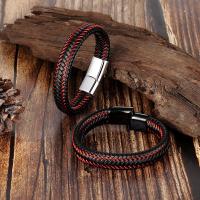 PU Leather Cord Bracelets, with Stainless Steel, Unisex 