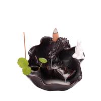 Incense Smoke Flow Backflow Holder Ceramic Incense Burner, Porcelain, for home and office & durable, brown 