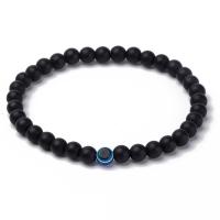 Pierre naturelle bracelet, unisexe & antifatigue, noire, 6mm Environ 7.49 pouce Vendu par lot