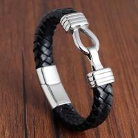 PU Leather Cord Bracelets, with Stainless Steel, Unisex 