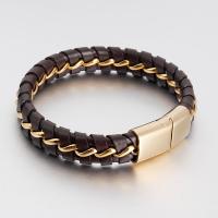 PU Leather Cord Bracelets, with Stainless Steel, Unisex 