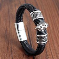 PU Leather Cord Bracelets, with Stainless Steel, Unisex 