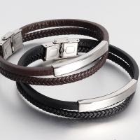 PU Leder Armband, mit Edelstahl, Doppelschicht & für den Menschen, keine, 21cm, verkauft von PC