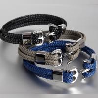 Cuero de PU Pulsera, con acero inoxidable, diverso tamaño para la opción & para hombre, más colores para la opción, Vendido por UD