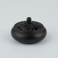 Copper Alloy Incense Burner, Carved, for home and office & durable, black 