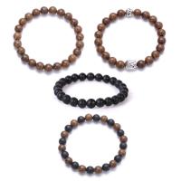 Gemstone Bracelets, Zinc Alloy, with Wenge & Black Agate, plated, Unisex .2 Inch 