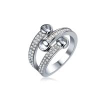 Cubic Zirconia Micro Pave Brass Finger Ring, silver color plated & micro pave cubic zirconia & for woman 