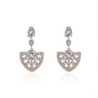 Boucle d'oreille goutte laiton strass, Placage de couleur d'or, pour femme & avec strass Vendu par PC