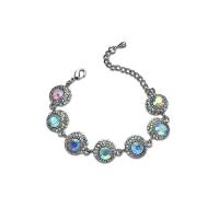 Zinc bracelets en strass en alliage , alliage de zinc, Placage de couleur argentée, pour femme & avec strass, multicolore Environ 6.23 pouce, Vendu par brin